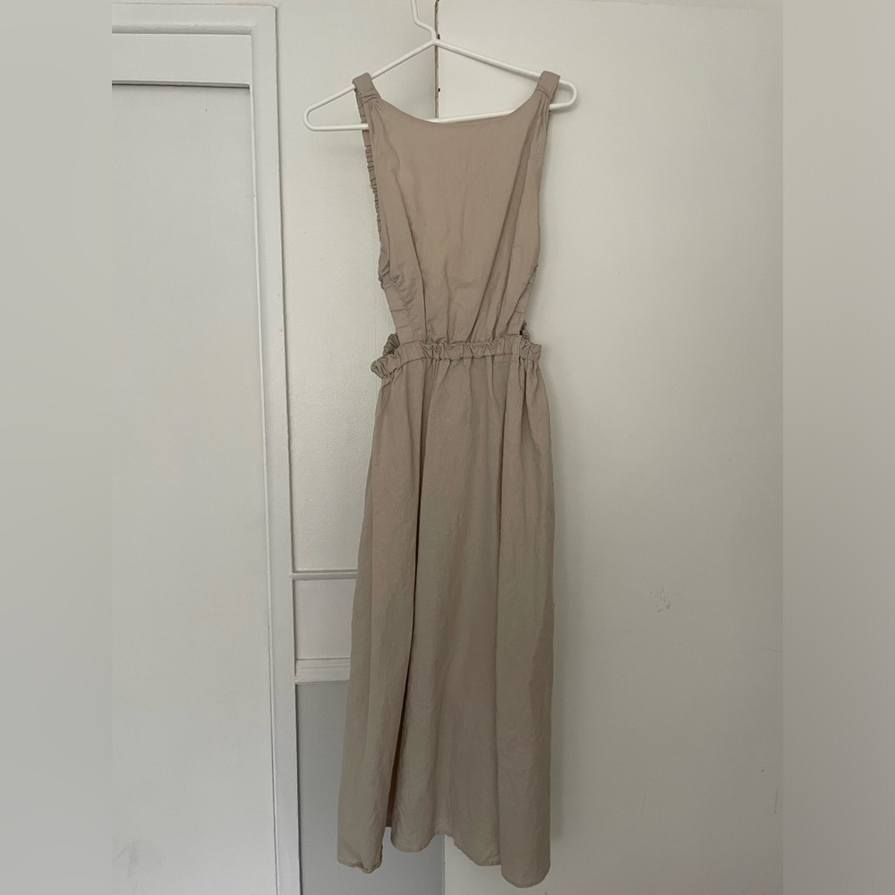 Beige Petal&Pup high neck open back dress